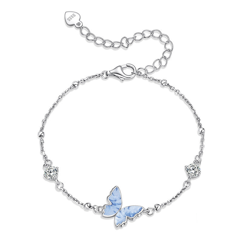 Blue Butterfly Sterling Silver Bracelet