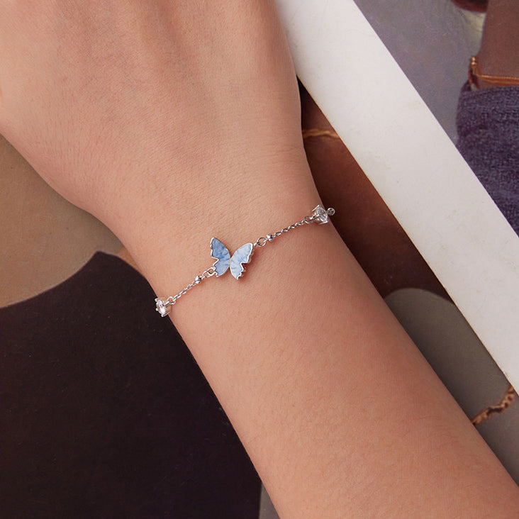 Blue Butterfly Sterling Silver Bracelet