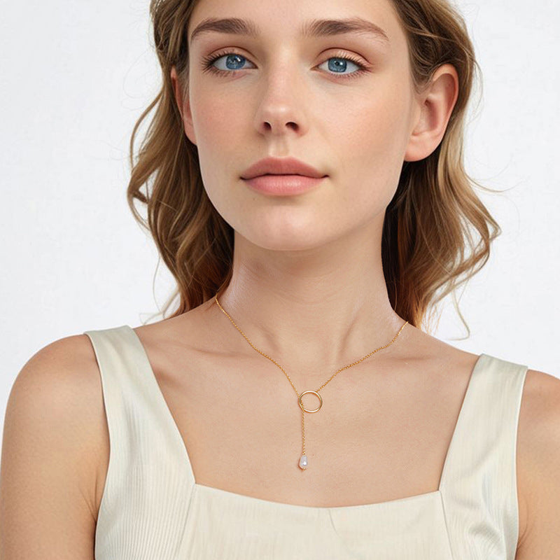 Pearl Pendant Y-Shaped Necklace