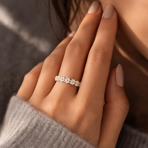 925 Sterling Silver Daisy Ring