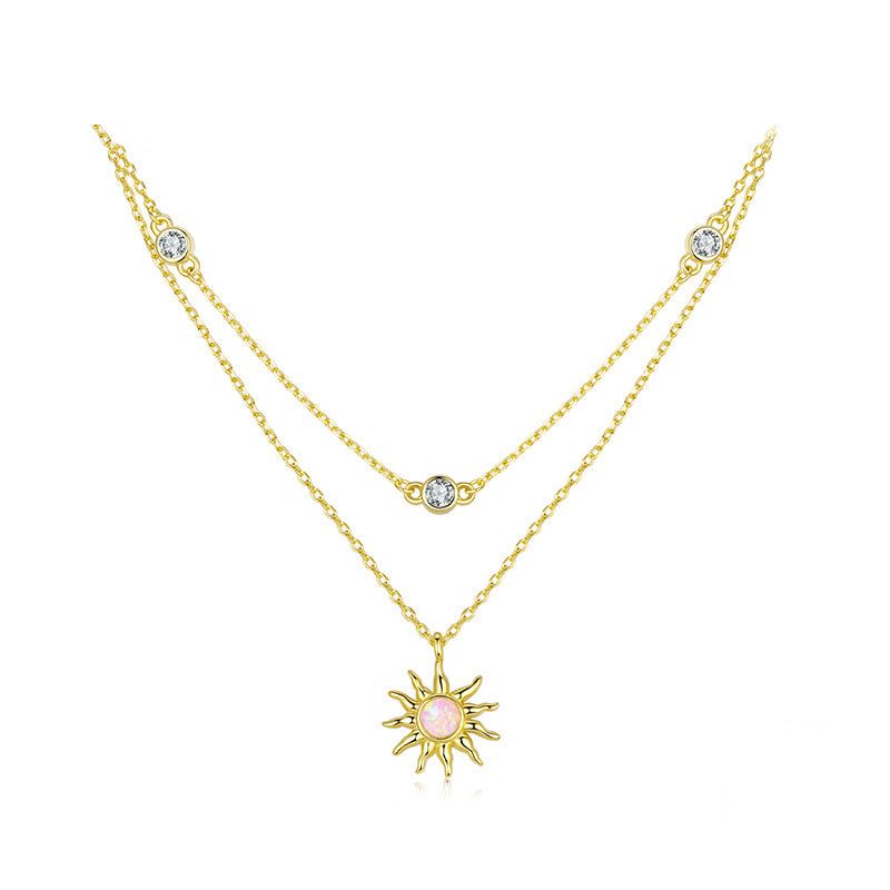 Opal Sun Double-Layer Necklace