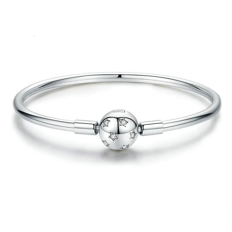 Sterling silver polished Charm Bangle