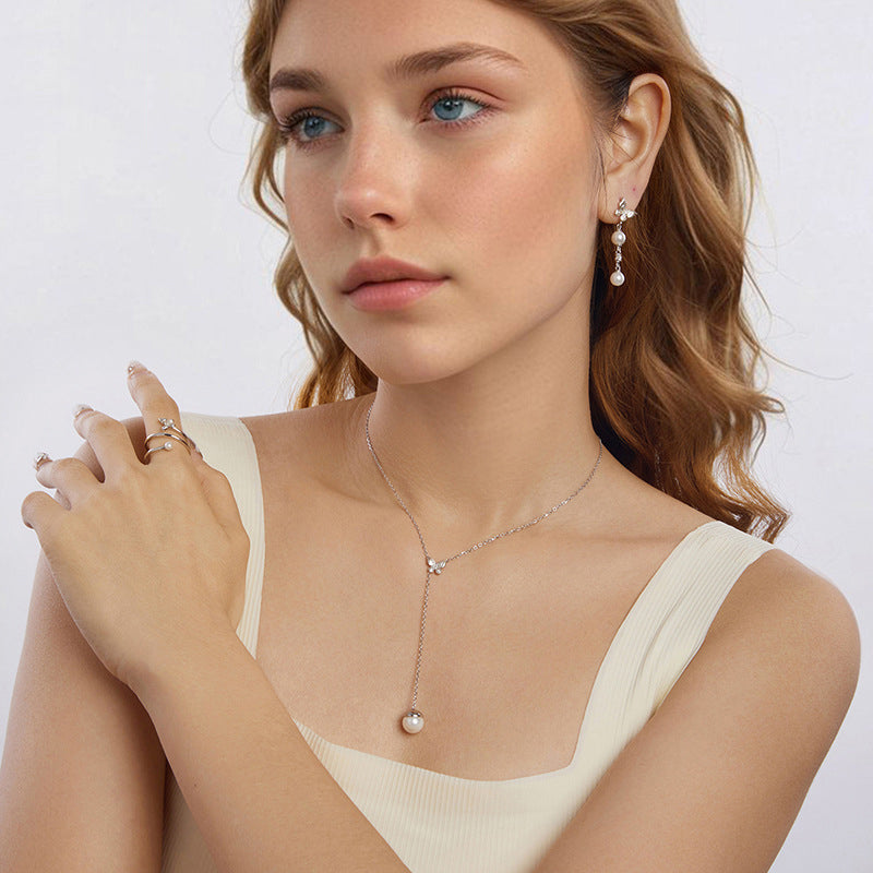 Pearl Pendant Y-Shaped Necklace