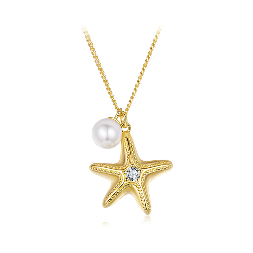 Starfish Pearl Pendant Necklace